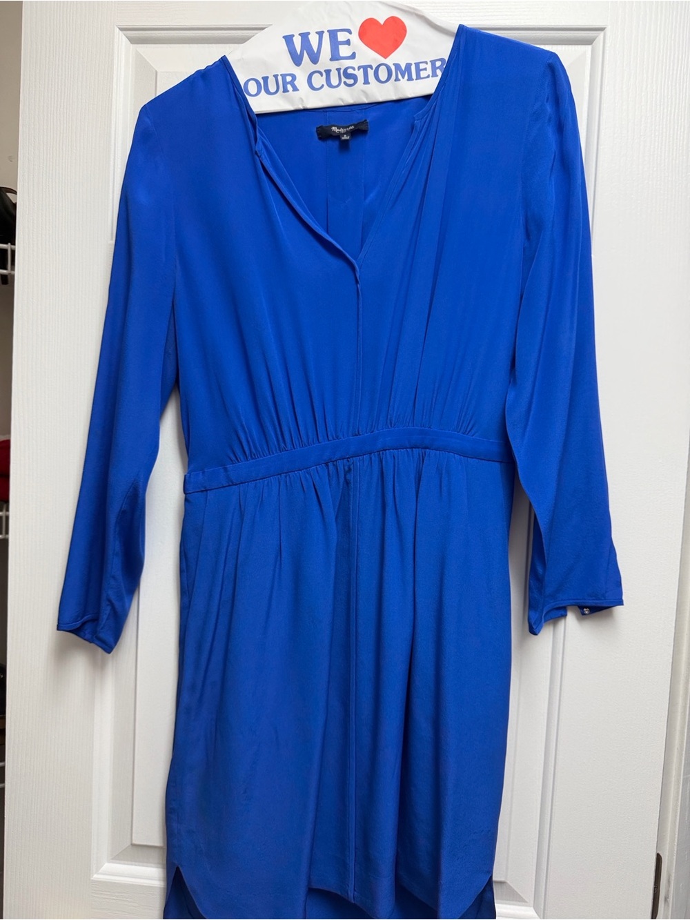 Madewell Cobalt Blue Long-Sleeve V-Neck Dress